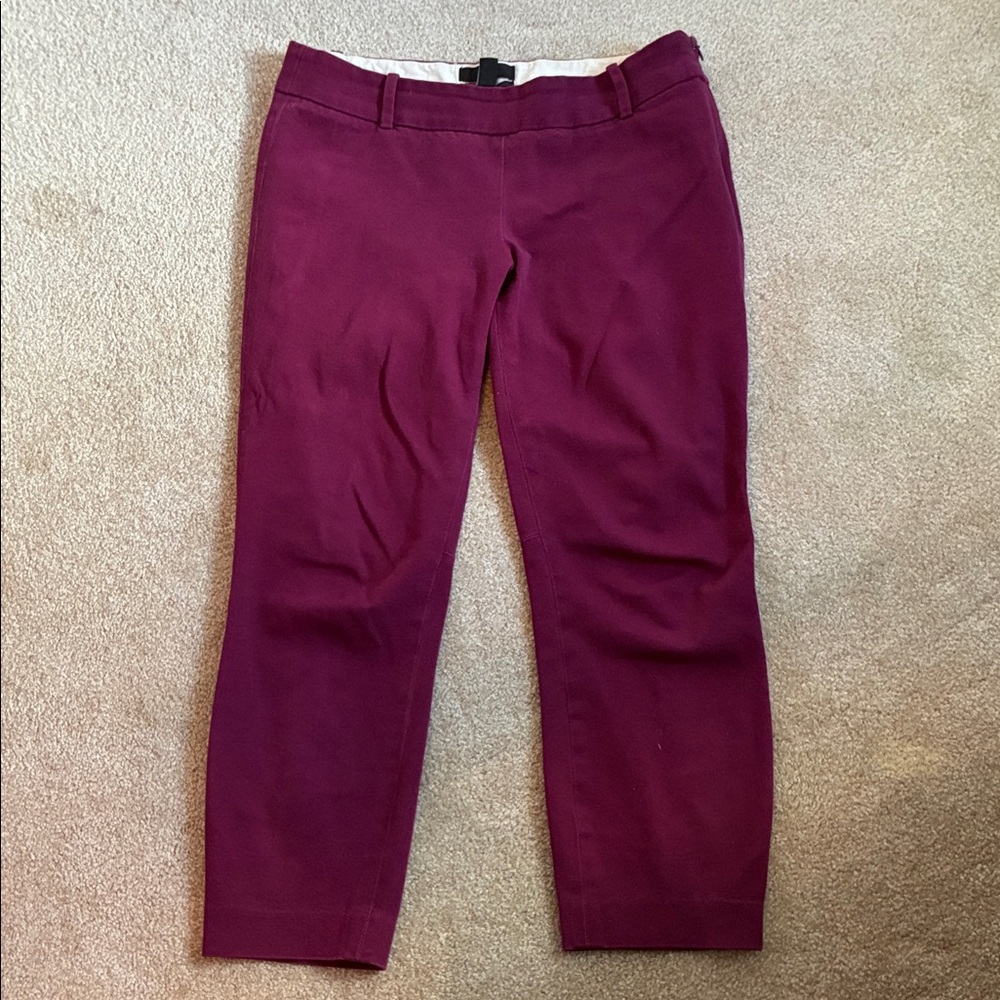 J. Crew Women's Cropped Pants in Rich Burgundy